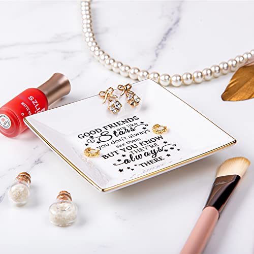 Kaidouma Friend Gifts for Women - Ceramic Ring Trinket Dish Jewelry Tray - Birthday for Her Best Friends Female - Friendship Gifts for Women Friends - Good Friends are Like Stars Gift - Image 2