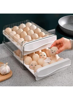 AMERTEER Egg Storage Solutions, Egg Drawer for Refrigerator, Double Layer Egg Holder Drawer Box Storage Container for Kitchen Fridge Organize, 40-Cavity  - Image 1