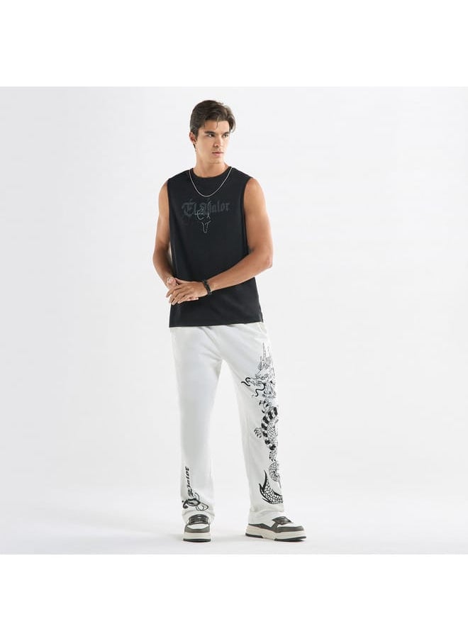 FAV Typographic Print Sleeveless T-shirt with Crew Neck  - Image 2