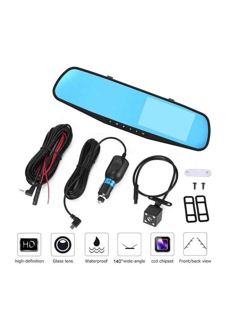Toby's - Toby's TFT 4.3'' HD 1080P Dual Lens Car DVR Dash Video Cam Auto Mirror Camera Video Recorder - Image 1