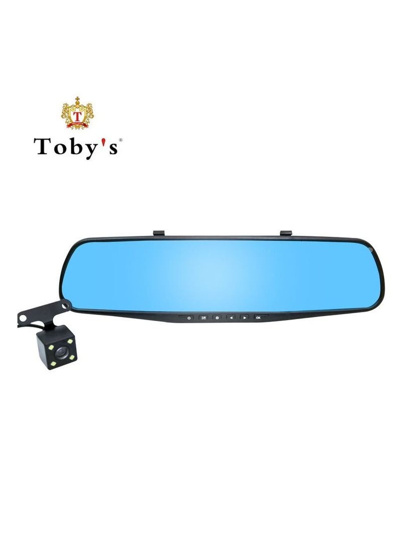 Toby's - Toby's TFT 4.3'' HD 1080P Dual Lens Car DVR Dash Video Cam Auto Mirror Camera Video Recorder - Image 1