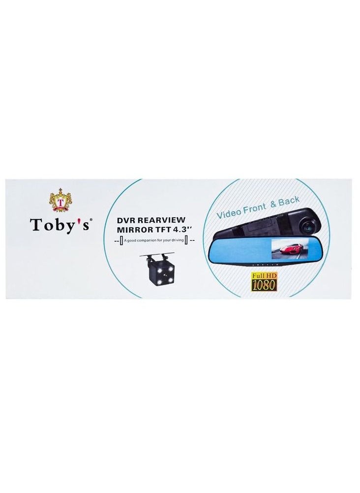 Toby's - Toby's TFT 4.3'' HD 1080P Dual Lens Car DVR Dash Video Cam Auto Mirror Camera Video Recorder - Image 1