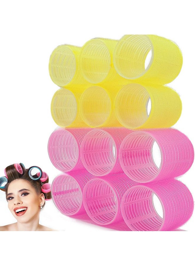 BESSEEK Jumbo Hair Rollers Sets 12 Pcs Self Grip Salon Hair Dressing Curlers Jumbo Large Rollers For Long Short Hair Diy Curly Hairstyle For Women Colors May Vary (6Xjumbo+6Xlarge) - Image 1