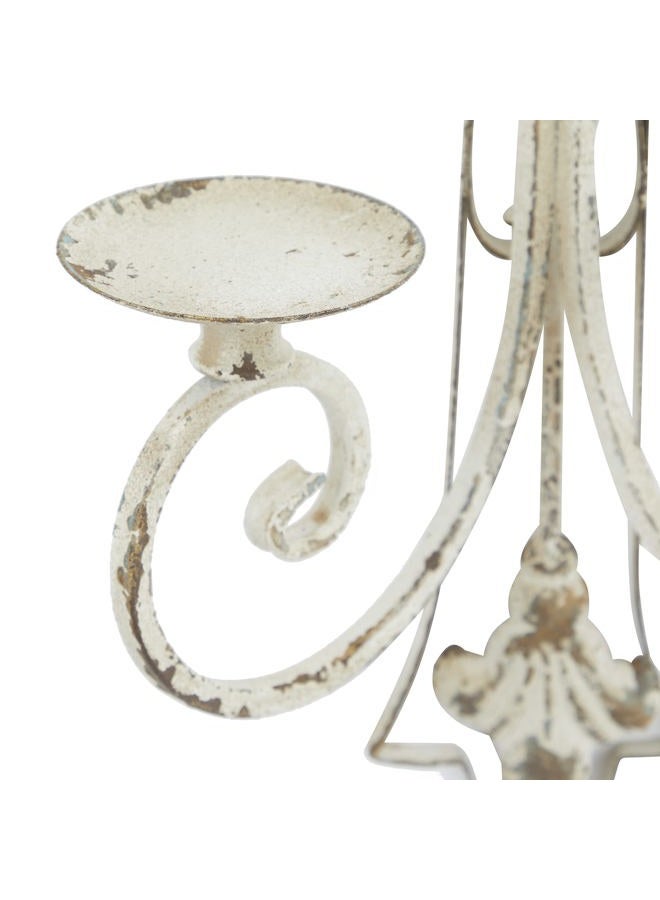 Deco 79 White Iron French Country Wall Sconce 24 x 17 x 5 Inches Candle Holder Hanging Wall Mounted Candle Sconces for Living Room Home Decor - Image 5