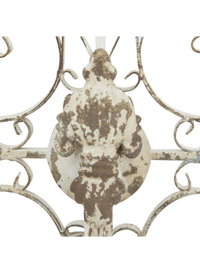 Deco 79 White Iron French Country Wall Sconce 24 x 17 x 5 Inches Candle Holder Hanging Wall Mounted Candle Sconces for Living Room Home Decor - Image 4