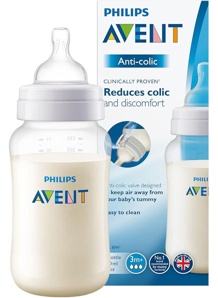 Avent Philips Avent Anti-Colic Baby Bottle – 330ml, Compatible with Air Valve, Transparent, Pack of 1 - Image 1