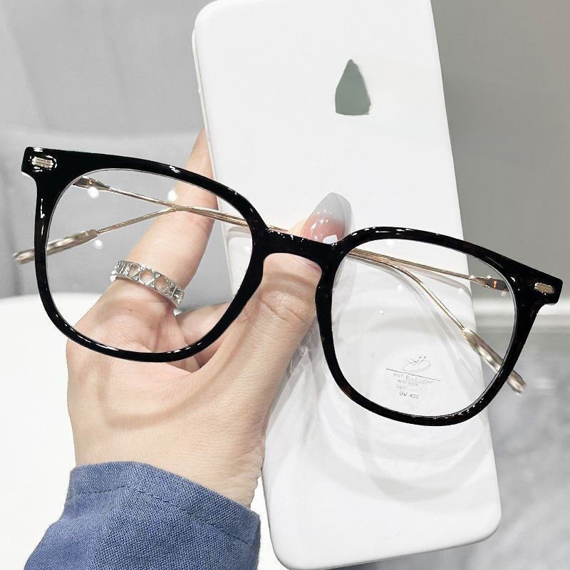 Fashion Anti-Blue Light Square Frames Shiny black