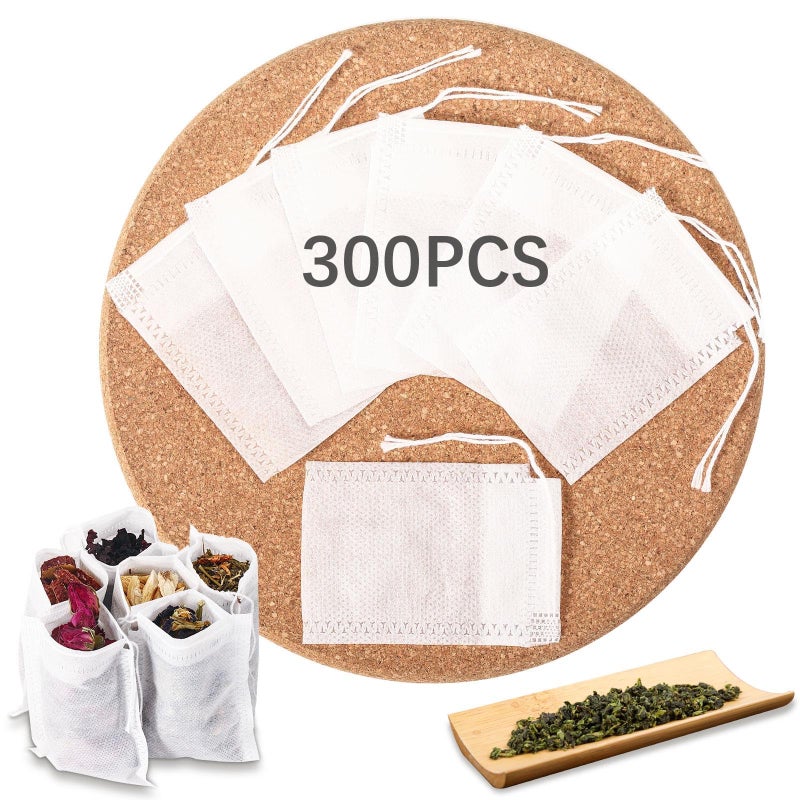 lipetol 300 Pcs Empty Tea Bags for Loose Leaf Tea, Disposable Small tea Filter Bags with Drawstring fillable Cloth Diy Empty Tea Sachets for Loose tea, Coffee, Herbs, Spice (2.76 x 1.97 inch) - Image 1