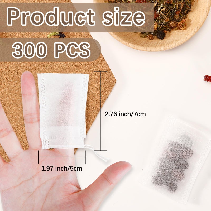 lipetol 300 Pcs Empty Tea Bags for Loose Leaf Tea, Disposable Small tea Filter Bags with Drawstring fillable Cloth Diy Empty Tea Sachets for Loose tea, Coffee, Herbs, Spice (2.76 x 1.97 inch) - Image 2