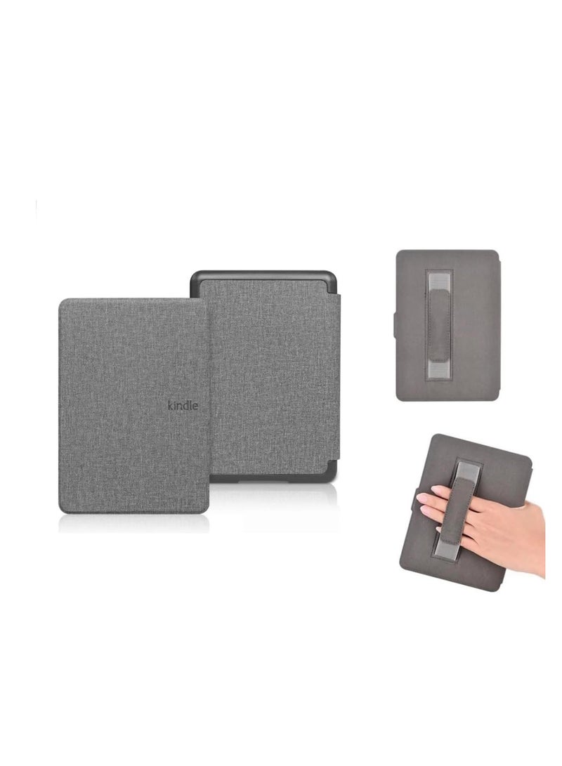 Slimshell Case Cover with Hand Strap Belt for 7" All-New Kindle Paperwhite 12th 2024 or Kindle Paperwhite Signature Edition 2024, Smart Shell with Auto Sleep/Wake (Grey)  - Image 1