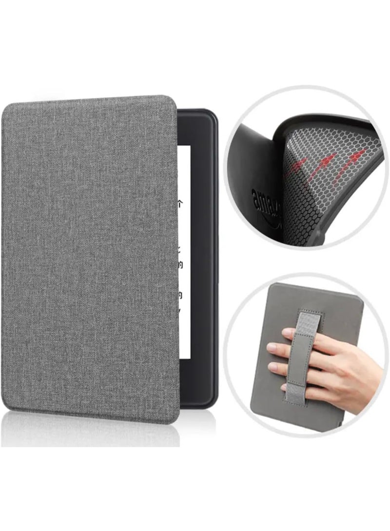 Slimshell Case Cover with Hand Strap Belt for 7" All-New Kindle Paperwhite 12th 2024 or Kindle Paperwhite Signature Edition 2024, Smart Shell with Auto Sleep/Wake (Grey)  - Image 2