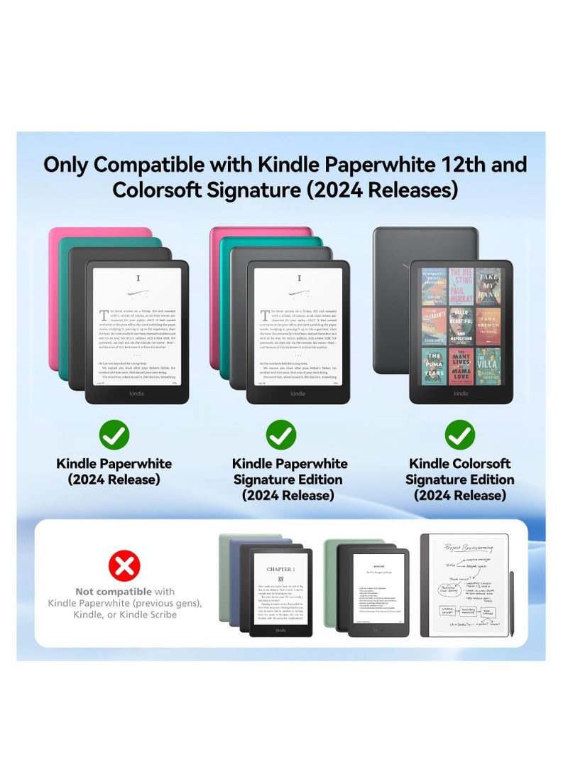 Slimshell Case Cover with Hand Strap Belt for 7" All-New Kindle Paperwhite 12th 2024 or Kindle Paperwhite Signature Edition 2024, Smart Shell with Auto Sleep/Wake (Grey)  - Image 4