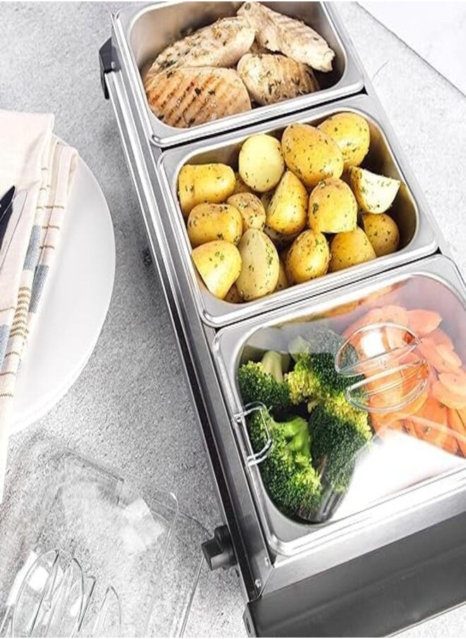 Progress Progress Portable Three Food Warmer Buffet Server (3 x 1.5L, 200W, Stainless Steel  - Image 3