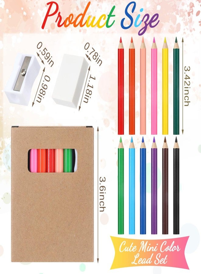 Noveread 576 Pcs/ 48 Boxes Christmas Mini Colored Pencils Bulk for Kid 3.5 Inch Short Drawing Colored Pencil with Sharpener Eraser for Christmas Children Painting Classroom Gifts Party Supplies - Image 2