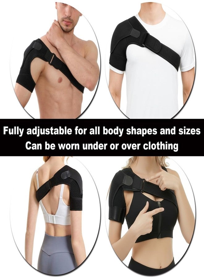 Charunee Shoulder Brace for Men & Women, Adjustable Shoulder Compression Sleeve Fits Left & Right Arms, Breathable Rotator Cuff Relief Brace for Pain Relief Compatible with Hot/Cold Pack (1, Black) - Image 4