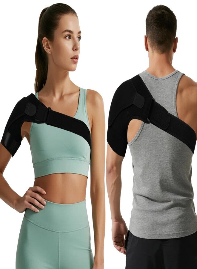 Charunee Shoulder Brace for Men & Women, Adjustable Shoulder Compression Sleeve Fits Left & Right Arms, Breathable Rotator Cuff Relief Brace for Pain Relief Compatible with Hot/Cold Pack (1, Black) - Image 1