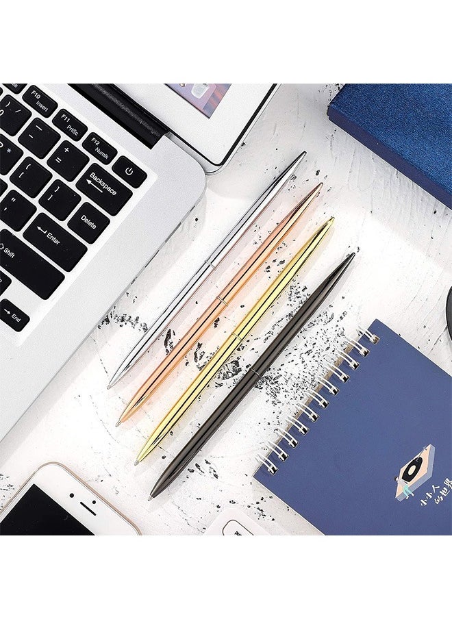 Zoreya - 4 Pcs Slim Metal Ballpoint Pen, 1.0 mm Glossy Retractable Writing Pen, for Home Office School Students Teachers Wedding Gift Supplies - Image 1