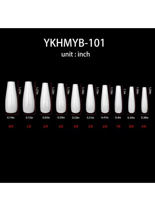 Goolsky 24 pcs Glossy Long Coffin Press On Nails - Ballerina French Tip Acrylic Nails with Pink Gradient Design - Easy to Apply and Remove - Image 5