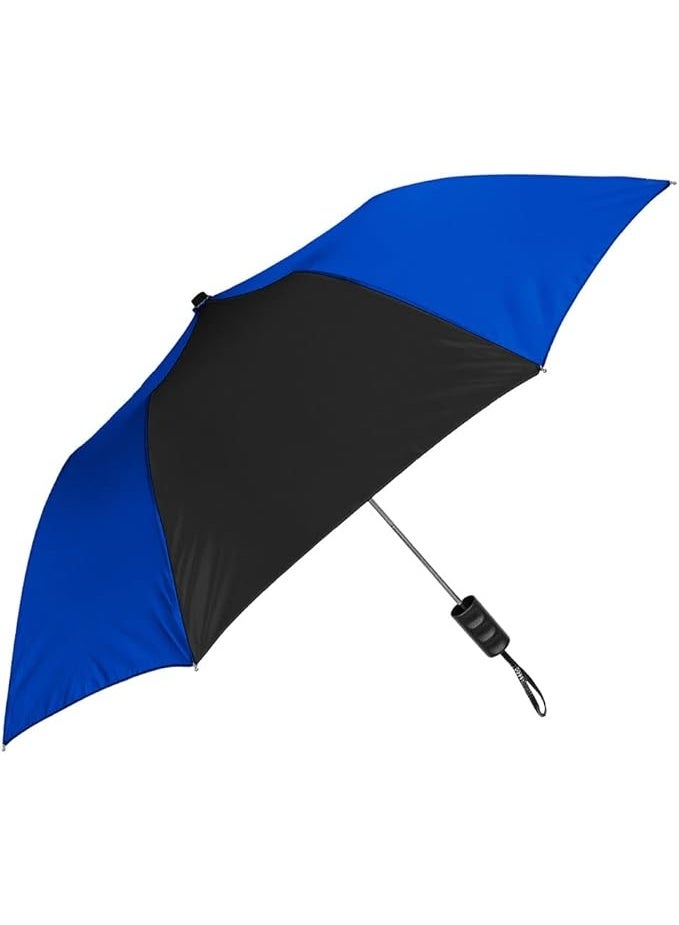 STROMBERGBRAND UMBRELLAS The 42" Arc Heather Spectrum Auto-Open Folding Umbrella, Sturdy Metal Shaft, Royal Blue/Black, 16 inch, Compact - Image 2