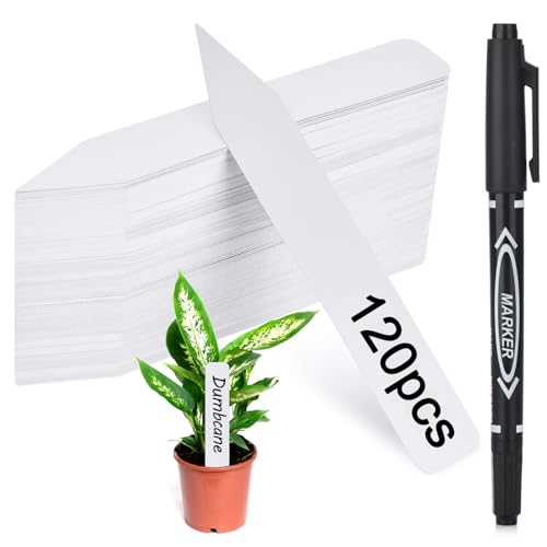 Darfukei Plant Labels 120PCS, Darfukei Outdoor Waterproof Garden Markers, Plastic Nursery Seed Plant Tags with Bonus a Permanent Marking Pen, Gardening Gifts for Women Men… - Image 1