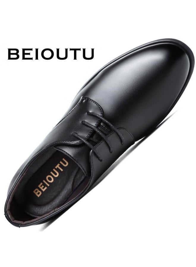 Beioutu Men's Lace-up Formal Business Shoes, British Style Comfortable Work Commute Leather Shoes, 178 Black, Size 41 - Image 4