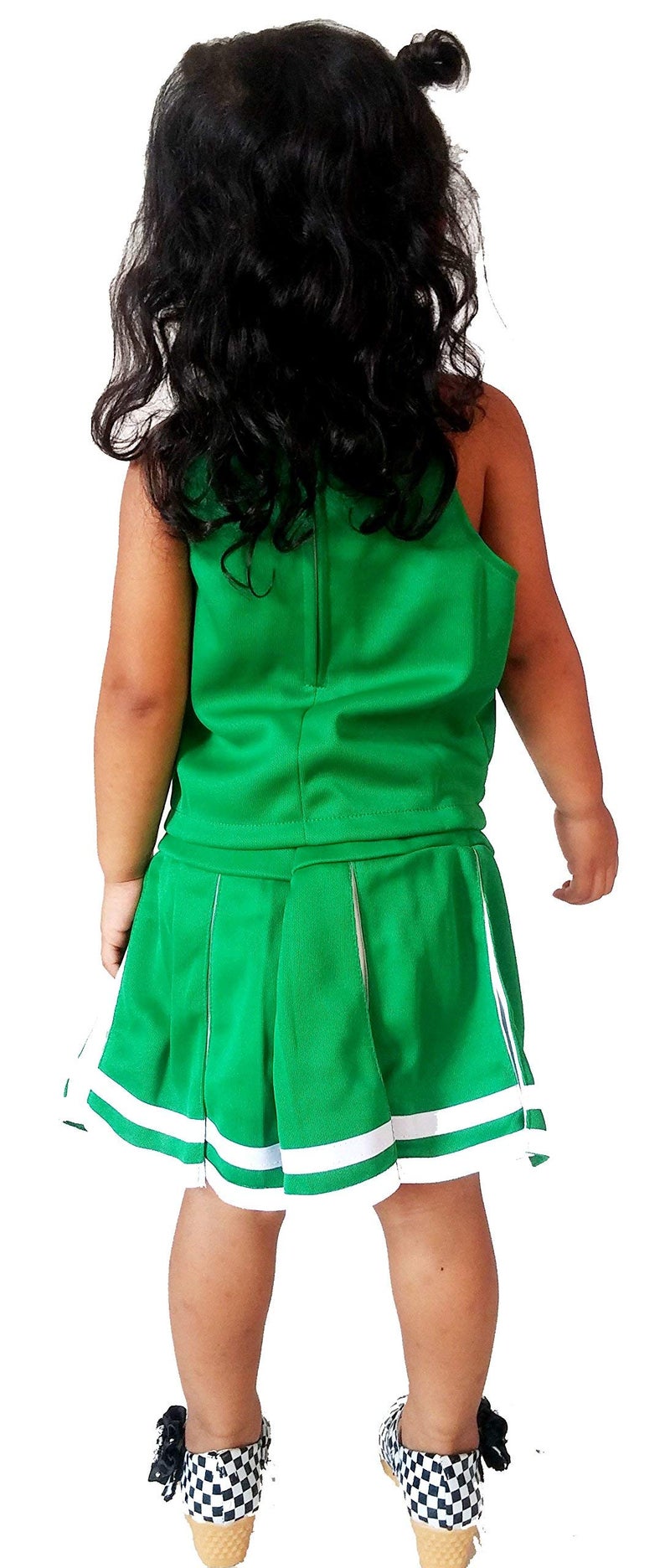 Total 2550 Little Girls' Cheerleader Cheerleading Outfit Uniform Costume Cosplay Green/White (M / 5-8) - Image 4