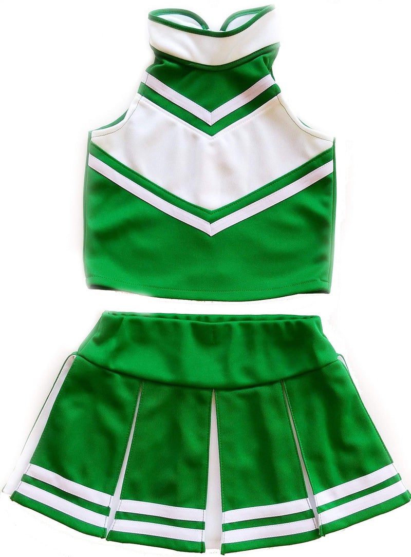 Total 2550 Little Girls' Cheerleader Cheerleading Outfit Uniform Costume Cosplay Green/White (M / 5-8) - Image 1