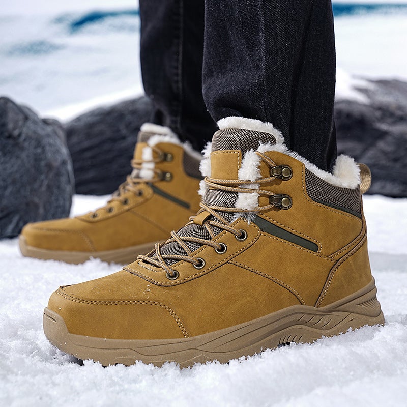 Plus Size Winter Fleece-Lined Sports Cotton Shoes Men'S Warm Snow Boots Outdoor Hiking Hiking Shoes Cold-Proof Winter Shoes - Image 4