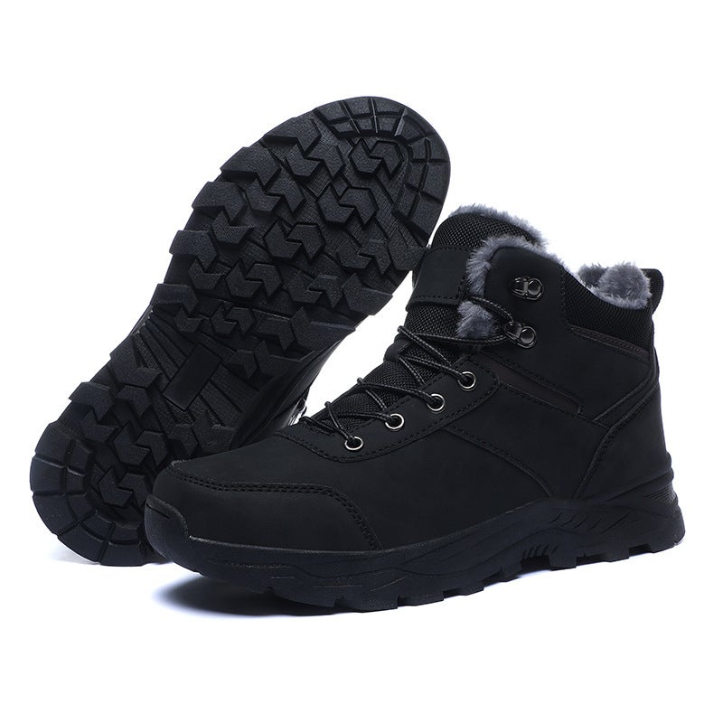 Plus Size Winter Fleece-Lined Sports Cotton Shoes Men'S Warm Snow Boots Outdoor Hiking Hiking Shoes Cold-Proof Winter Shoes - Image 1