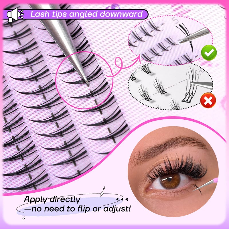 calphdiar Bottom Lashes Extension 552pcs Natural Lower Eyelash Clusters 5-7mm Bottom Lash Clusters 2 Styles Individual Lashes DIY Bottom Cluster Eyelash Extensions - Image 4