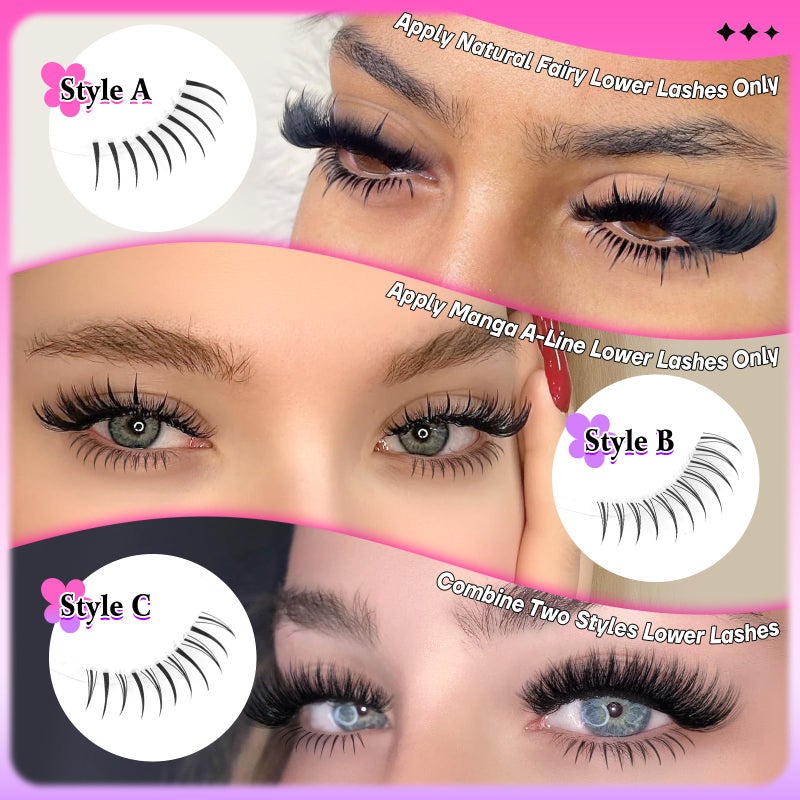 calphdiar Bottom Lashes Extension 552pcs Natural Lower Eyelash Clusters 5-7mm Bottom Lash Clusters 2 Styles Individual Lashes DIY Bottom Cluster Eyelash Extensions - Image 3