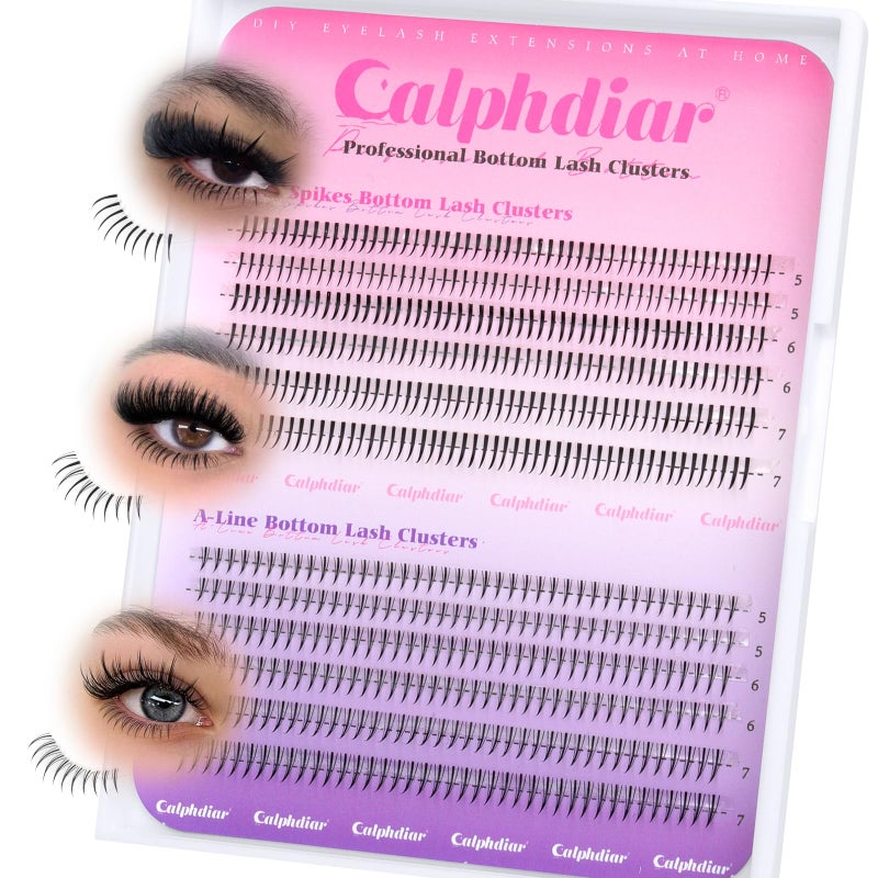 calphdiar Bottom Lashes Extension 552pcs Natural Lower Eyelash Clusters 5-7mm Bottom Lash Clusters 2 Styles Individual Lashes DIY Bottom Cluster Eyelash Extensions - Image 1