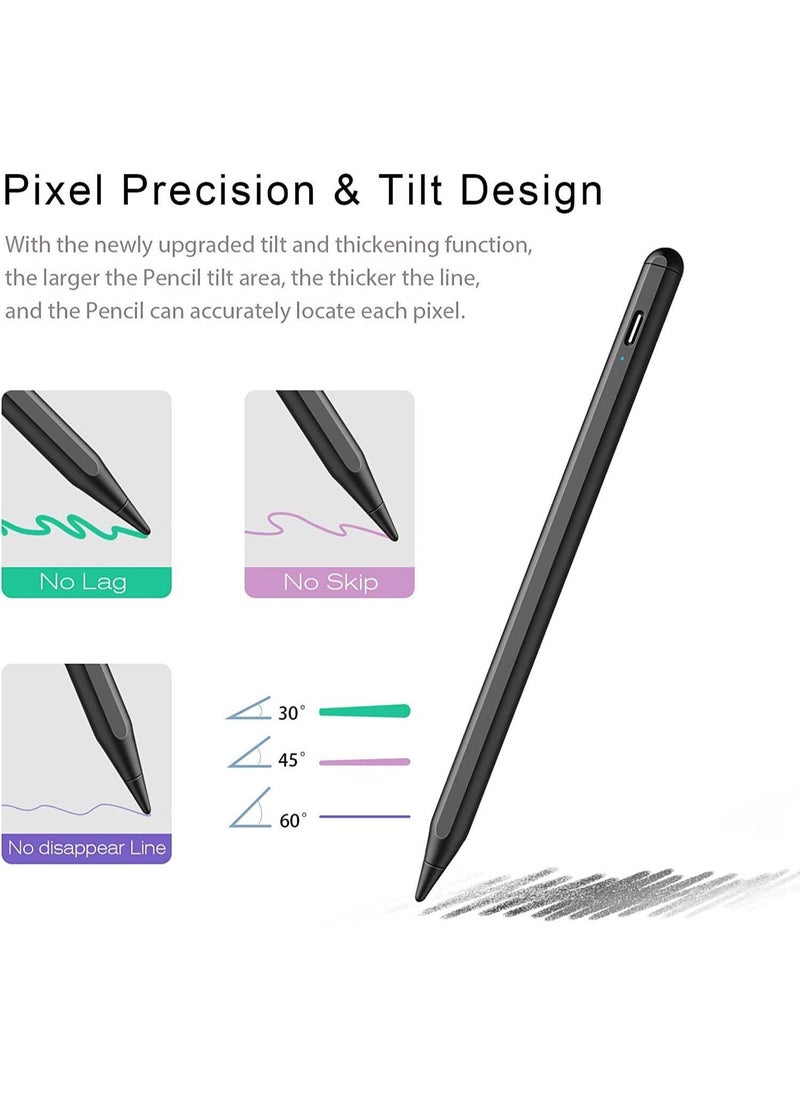 Stylus Pen for Apple iPad Pencil, Active Pen with Palm Rejection, Tilt, Magnetic Compatible with 2018-2022 2 Generation iPad 8th/7th/6th Gen iPad Air iPad Mini 6 iPad Pro (8.3/11/12.9) Black - Image 3