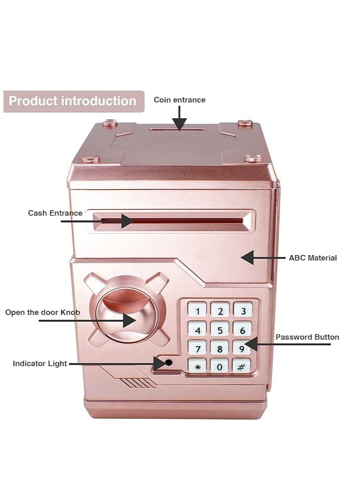 Furtey - Piggy Bank Electronic Mini ATM for Kids Baby Toy, Safe Coin Banks Money Saving Box Password Code Lock for Children,Boys Girls Best Gift (Rose Gold) - Image 1