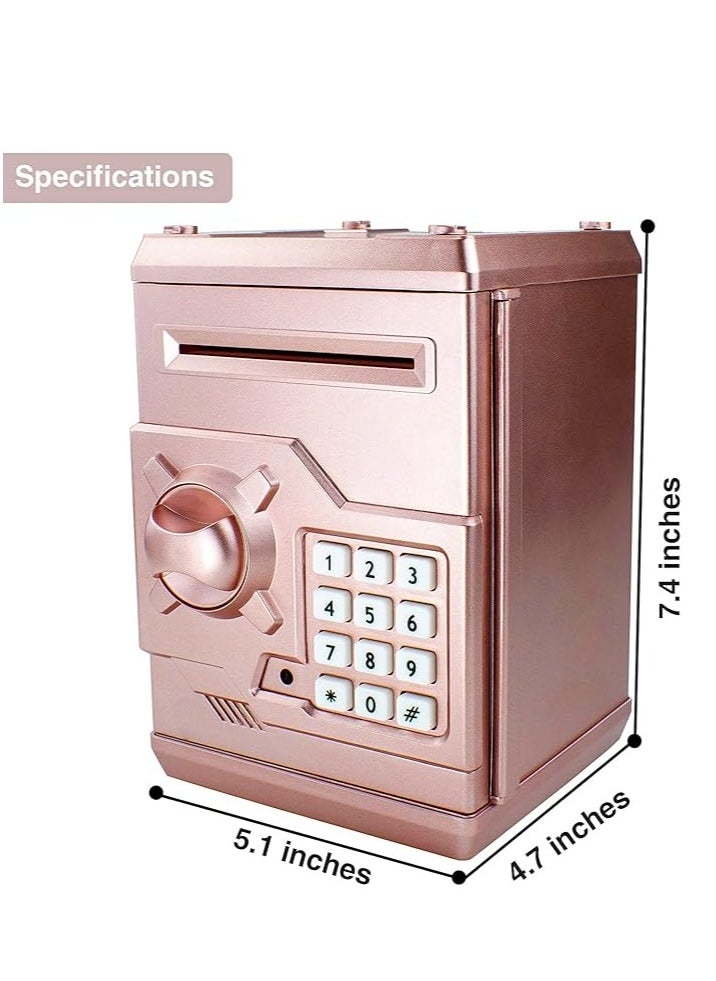 Furtey - Piggy Bank Electronic Mini ATM for Kids Baby Toy, Safe Coin Banks Money Saving Box Password Code Lock for Children,Boys Girls Best Gift (Rose Gold) - Image 1