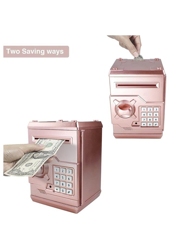 Furtey - Piggy Bank Electronic Mini ATM for Kids Baby Toy, Safe Coin Banks Money Saving Box Password Code Lock for Children,Boys Girls Best Gift (Rose Gold) - Image 1
