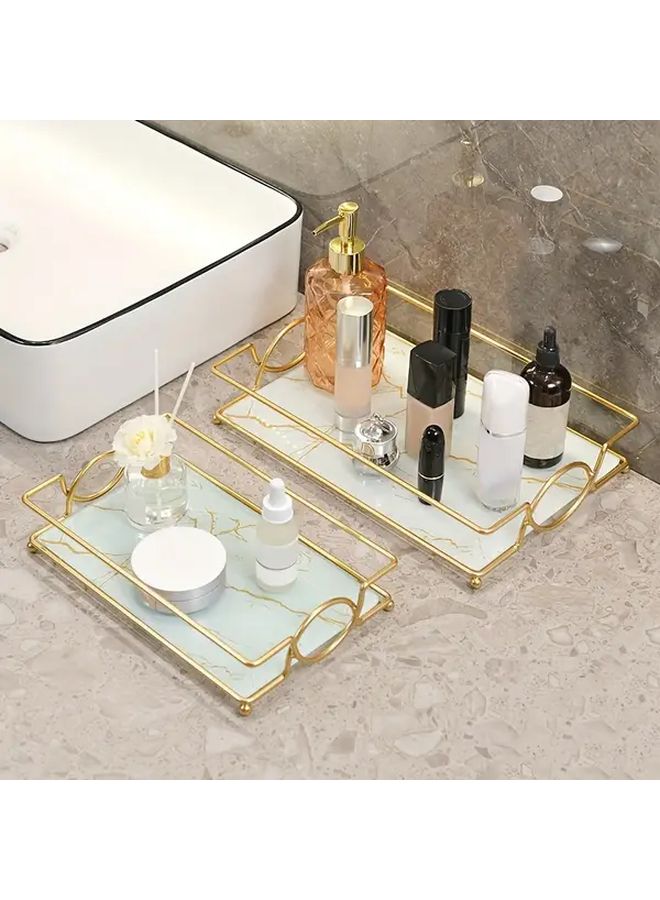 Black Golden Marbling Bathroom Toilet Tray Shelf Desktop Storage Organizer - Image 1