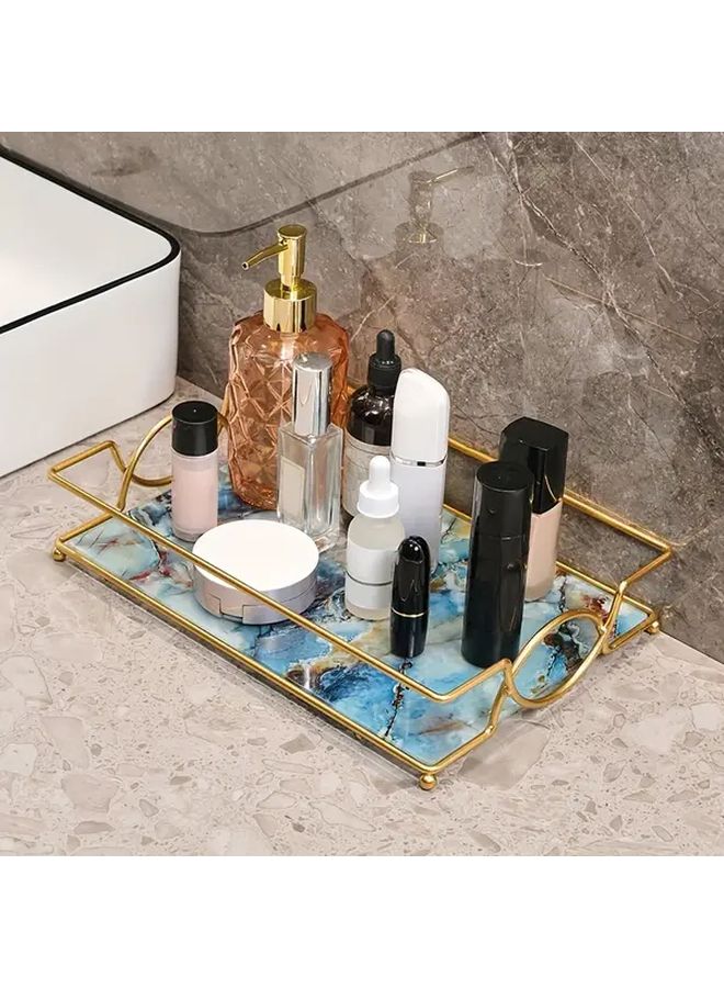 Black Golden Marbling Bathroom Toilet Tray Shelf Desktop Storage Organizer - Image 3