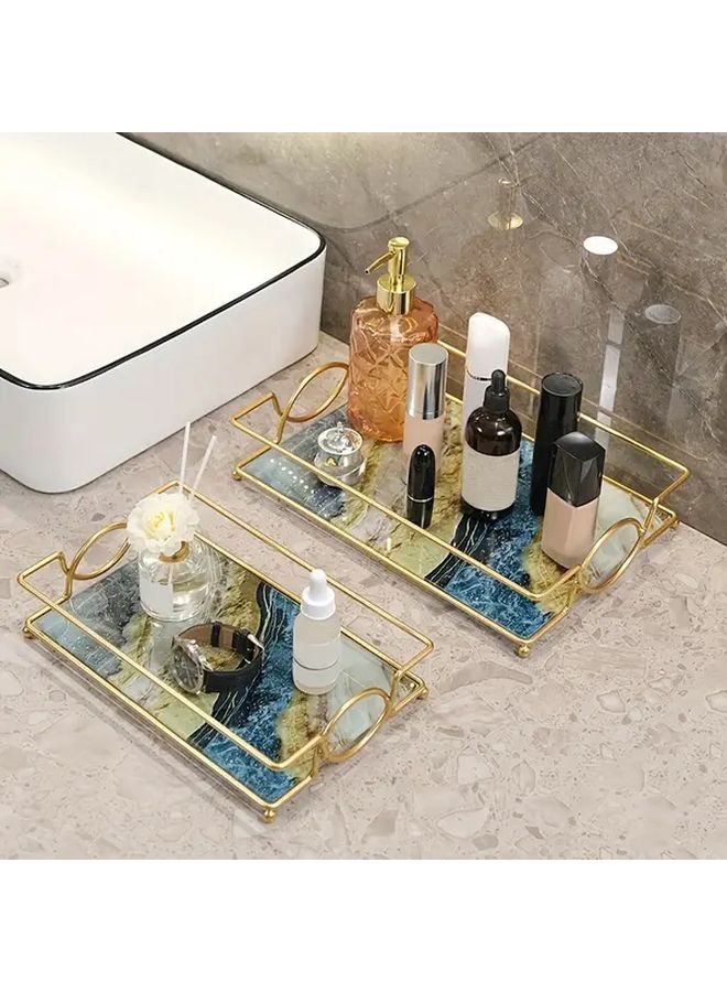Black Golden Marbling Bathroom Toilet Tray Shelf Desktop Storage Organizer - Image 4