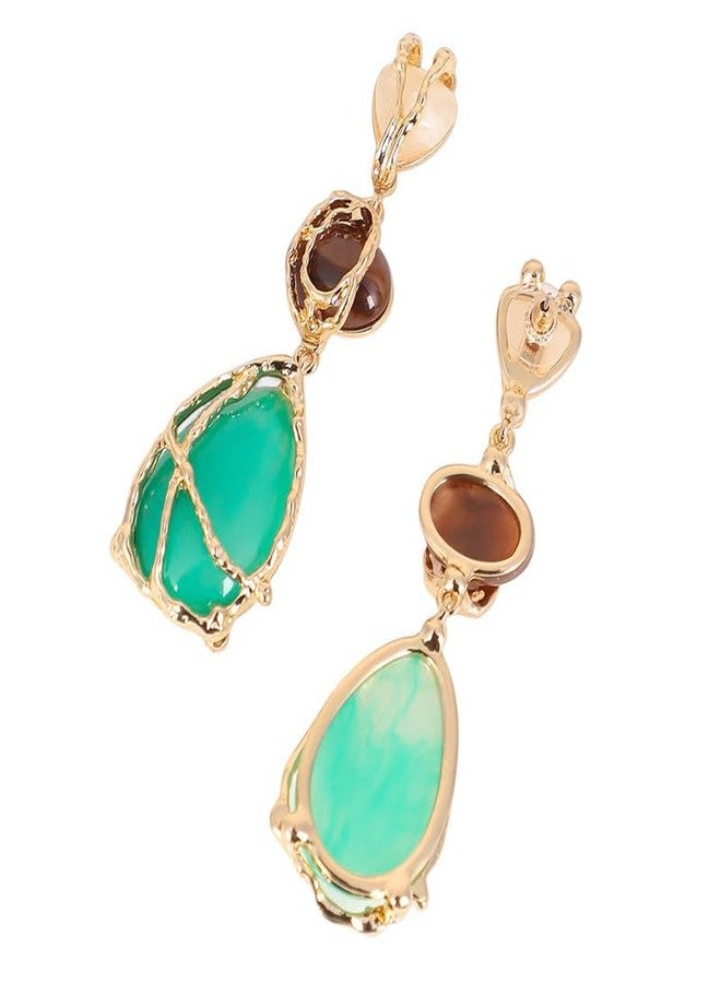 SOHI Women The Veined-Teardrop Drop Earrings | California Gold Colour | One-Size | Artificial Stone Alloy Material | Push Back Closure | Earrings For Casual - Image 5