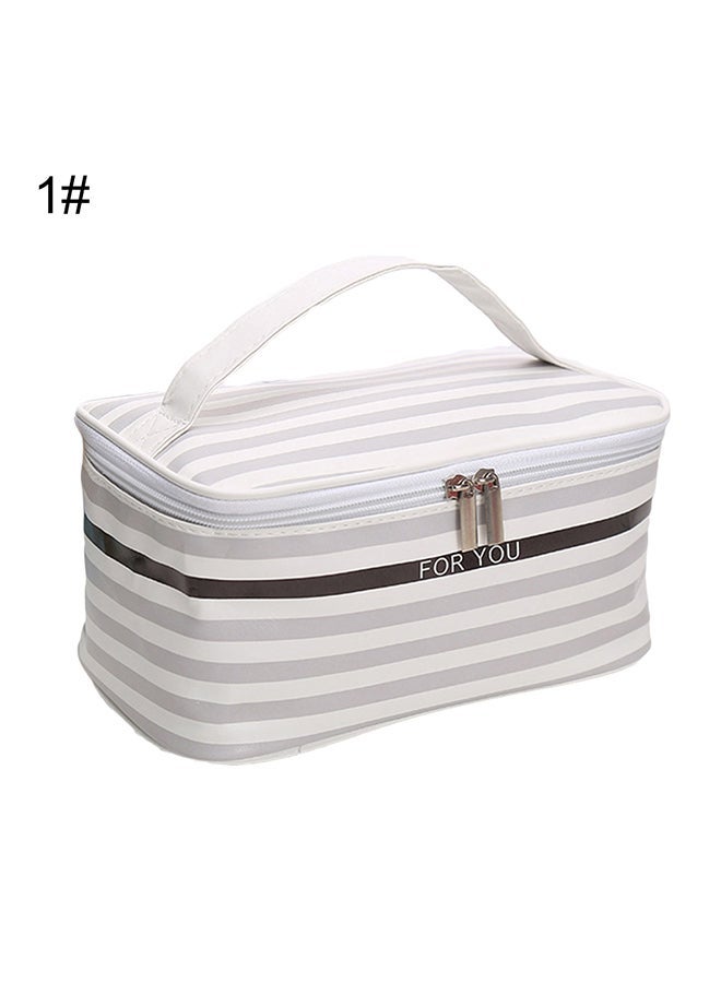 NIBEMINENT Stripes Printed Cosmetic Bag White/Grey/Black