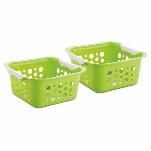 Nayasa Spotty Fruit Basket Set of 2 | Small | Fruit Basket for Kitchen | Plastic Tokri for Vegetables | Plastic Baskets for Vegetables | No. 1 | Green - Image 1