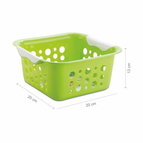 Nayasa Spotty Fruit Basket Set of 2 | Small | Fruit Basket for Kitchen | Plastic Tokri for Vegetables | Plastic Baskets for Vegetables | No. 1 | Green - Image 3