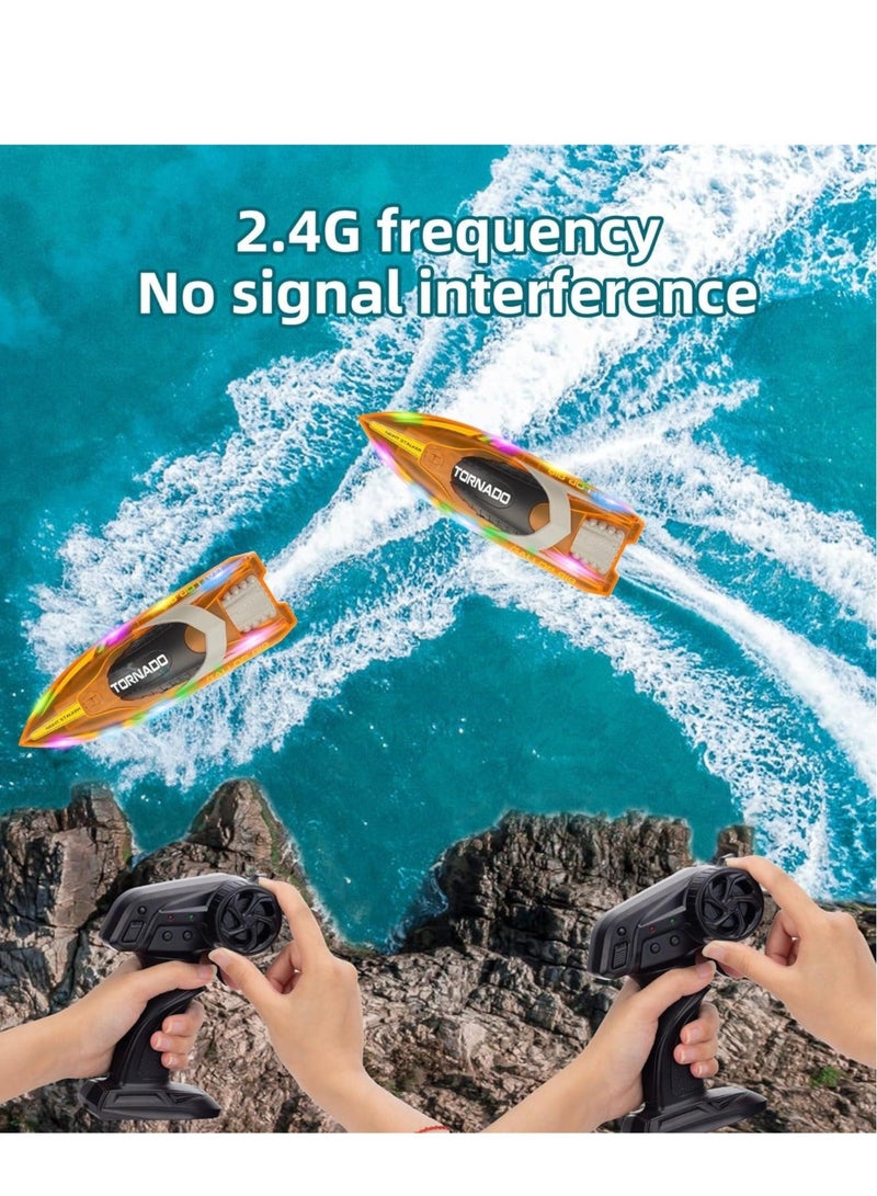 TORNADO HJ819 RC Boat for Kids 8-16, 15+ MPH Fast Remote Control Boat with LED Lights, 2.4G RC Electric Boats Pool and - Image 4