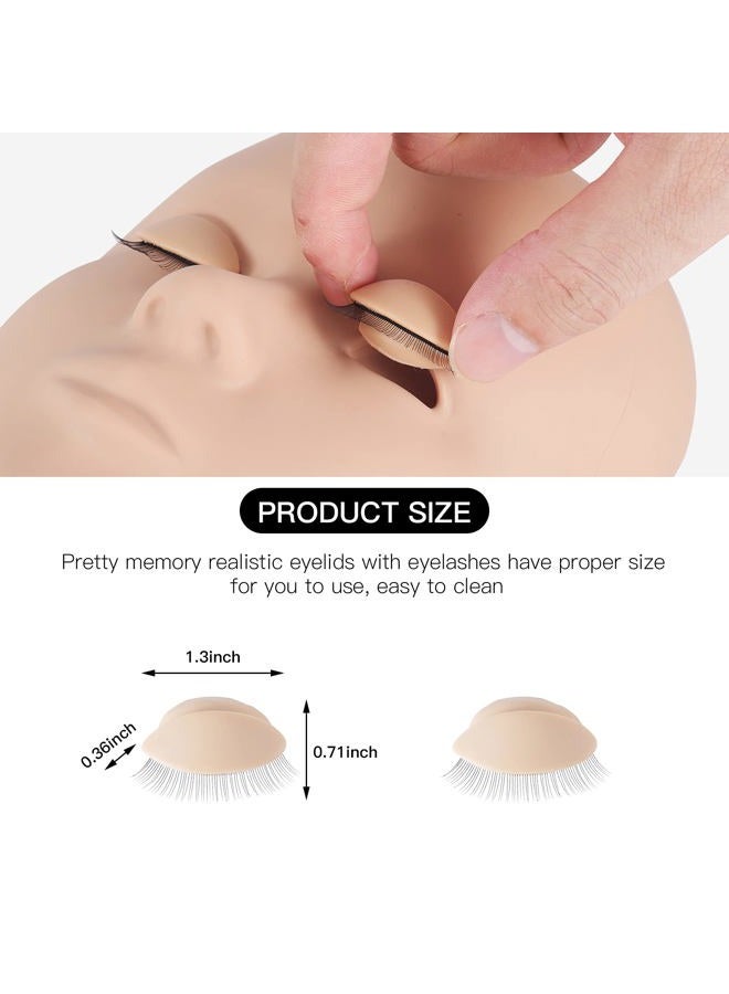 Pretty memory رأس دمية للرموش مع 2 زوج من جفون التدريب القابلة للإزالة، رأس دمية رموش واقعي، لوازم تمديد الرموش بلمسة ناعمة للتدريب - Image 2
