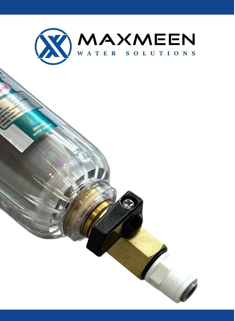 ماكسمين فلتر مياه مسبق 1/2 بوصة للمنزل – شبك ستانلس ستيل لإزالة الرواسب – بدون كهرباء- ماكسمين - Image 3