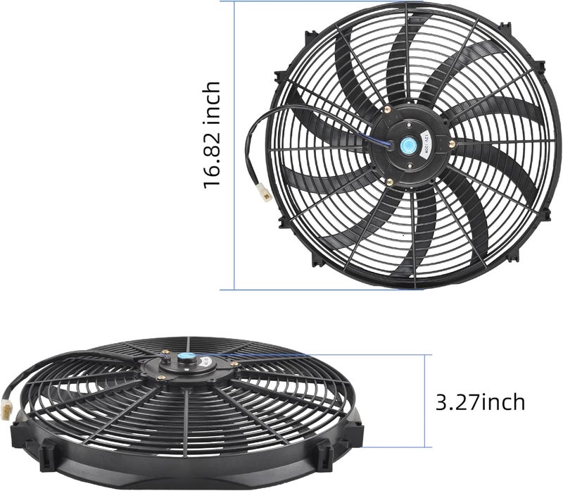GESEXI 14" Electric Radiator Cooling Fan Assembly Kit, Universal High Performance 12V 90W Motor with Fan Mounting Kit - Black (2 Pack) - Image 4