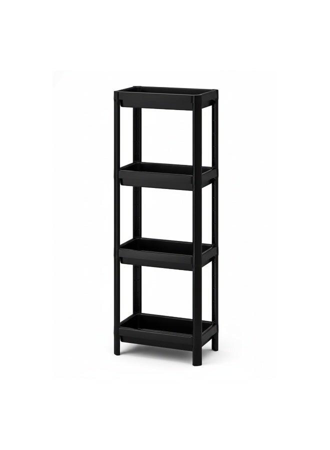 4-Layer Vesken Shelving Unit Black 36×23×100 cm – Multi-Purpose Plastic Storage Shelf for Bathroom, Kitchen & Small Spaces - Image 1
