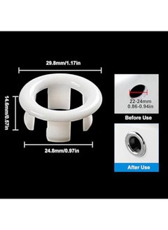 OCTOBER 4-Pack Sink Circular Overflow Hollow Ring,Overflow Drain Cover,Kitchen Bathroom Sink Hole Round Basin Cover,Bath Sink Hole Overflow Drain Cap Insert in Hole Spares (White)  - Image 2