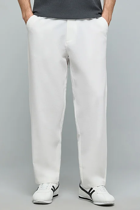 أر أند بي Solid Knit Pants with Drawstring Waist